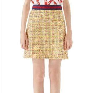 Gucci Crystal Tweed A-line Skirt In Ginestra/Potter
